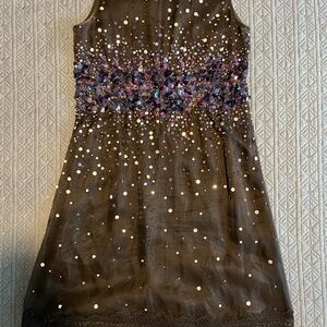 Elie Tahari Black Sequin-Embellished Cocktail Dress